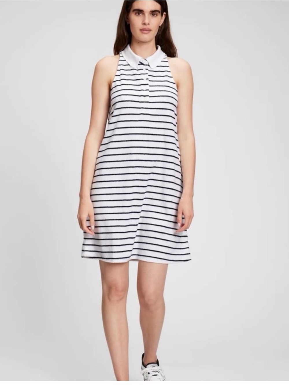 GAP size M White and Navy Striped Sleeveless terrycloth Swim Coverup Dress.
